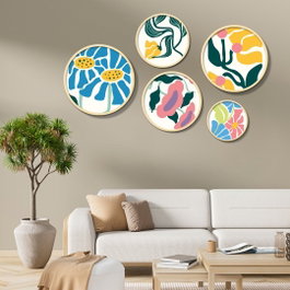 Wallity Yats-02 Conjunto de 5 Cuadros Decorativos Multicolor